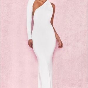 House of CB Elegant White One-Shoulder Dress